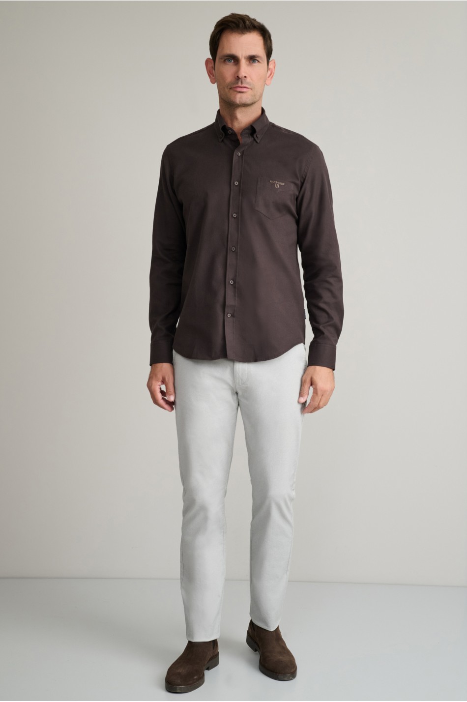 All over print cotton-mix chinos παντελόνι