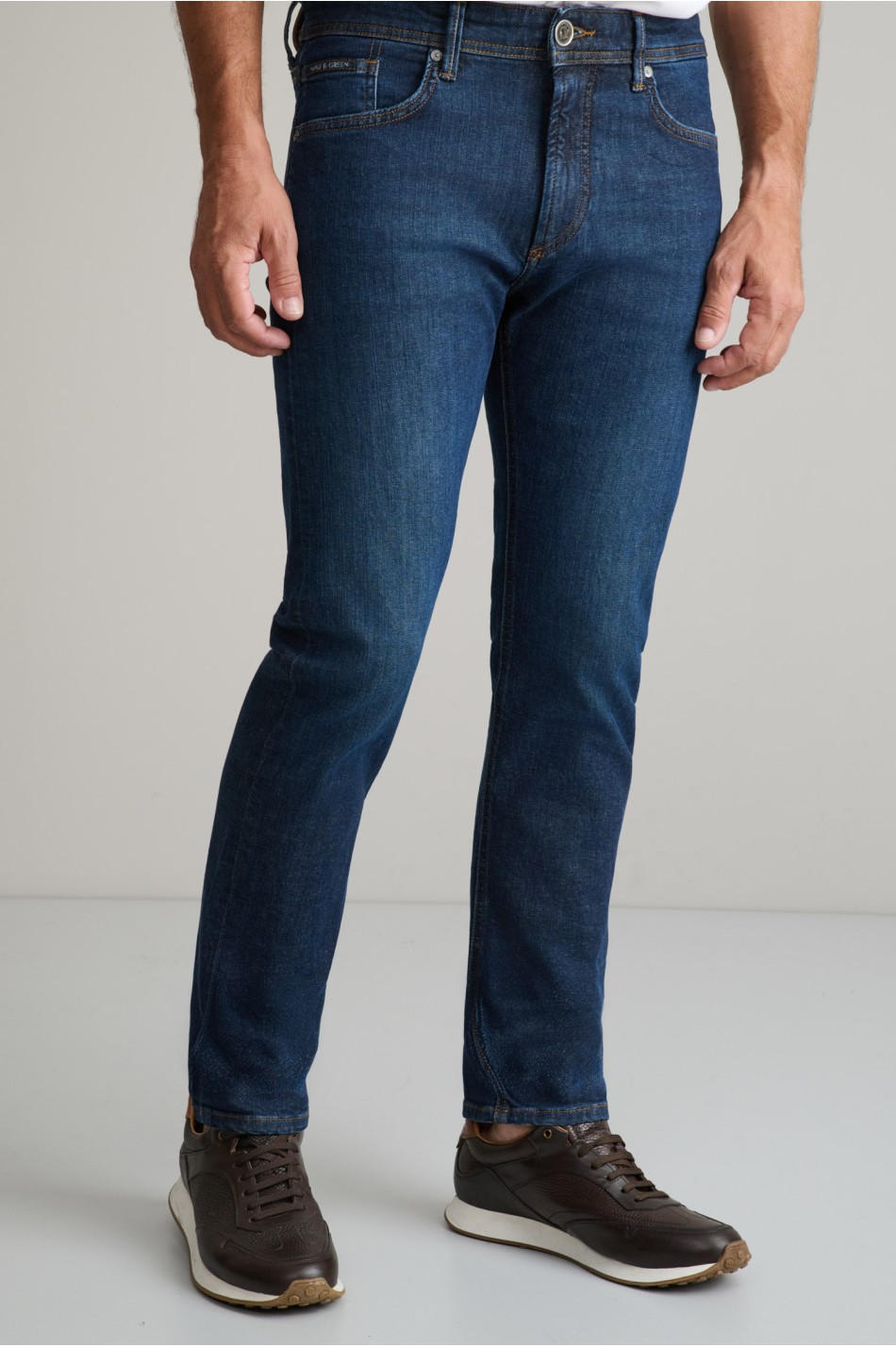 Regular rise ελαστικό jean παντελόνι με zip