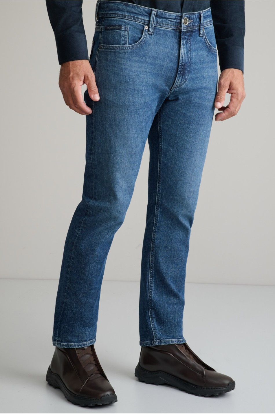 Regular rise ελαστικό jean παντελόνι με zip