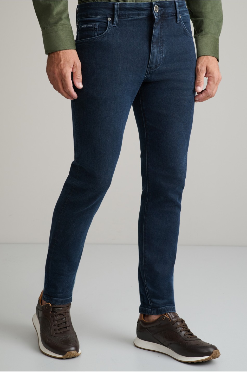 Low rise ελαστικό jean παντελόνι με zip