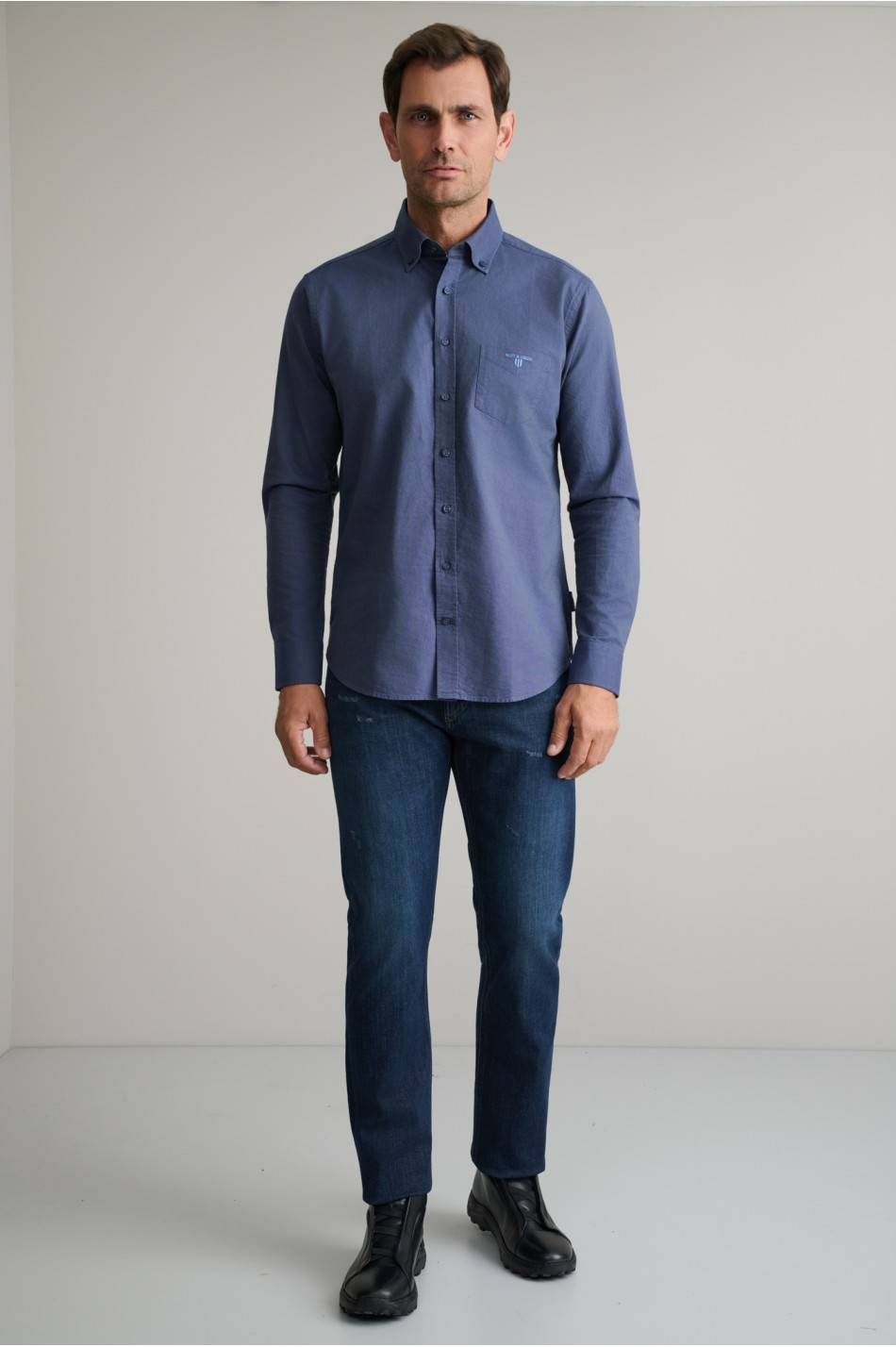 Regular rise ελαστικό jean παντελόνι με zip