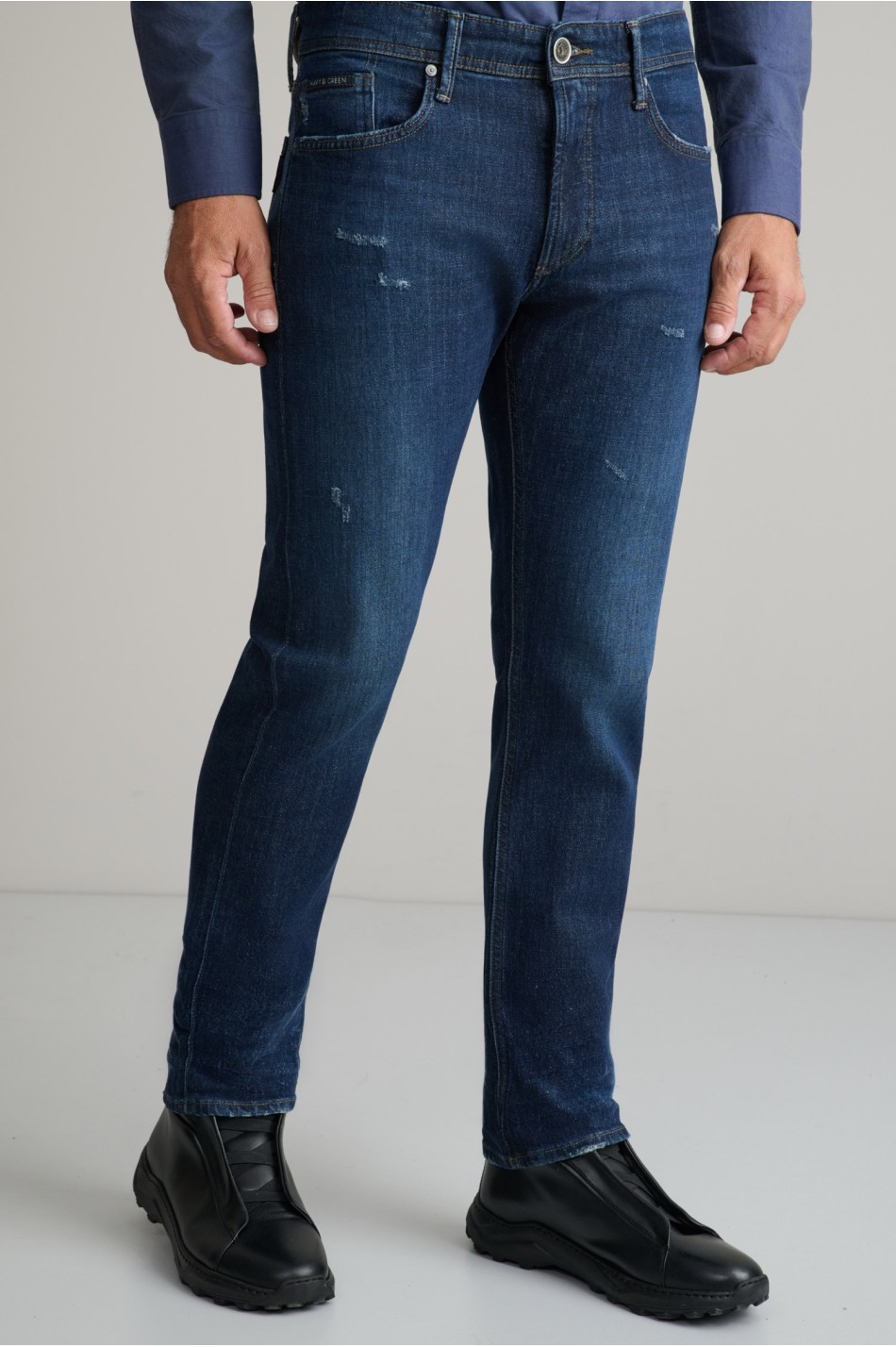 Regular rise ελαστικό jean παντελόνι με zip