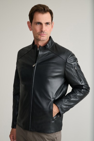 Δερμάτινο jacket με καπιτονέ εσωτερική επένδυση