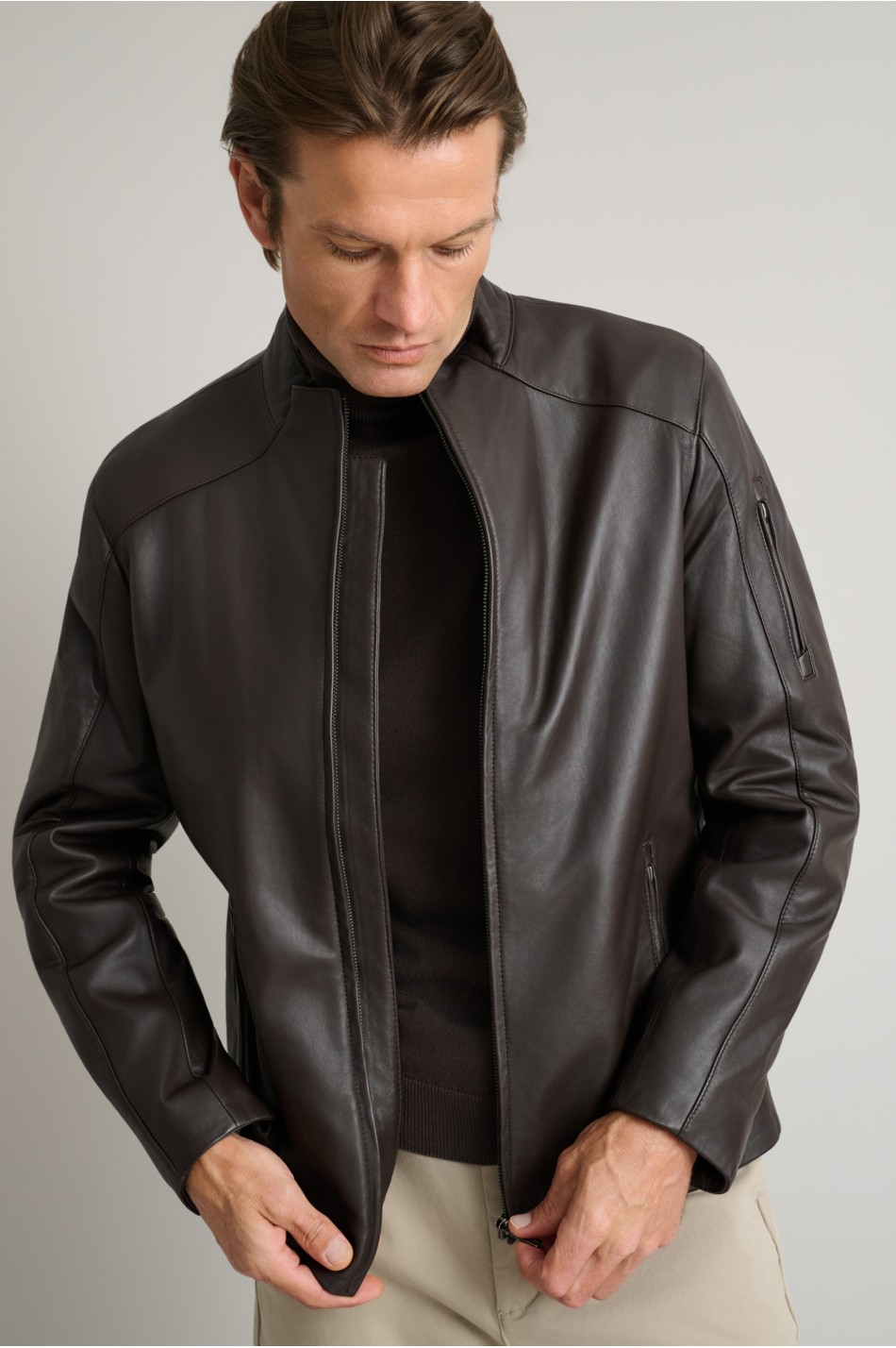 Δερμάτινο jacket με καπιτονέ εσωτερική επένδυση