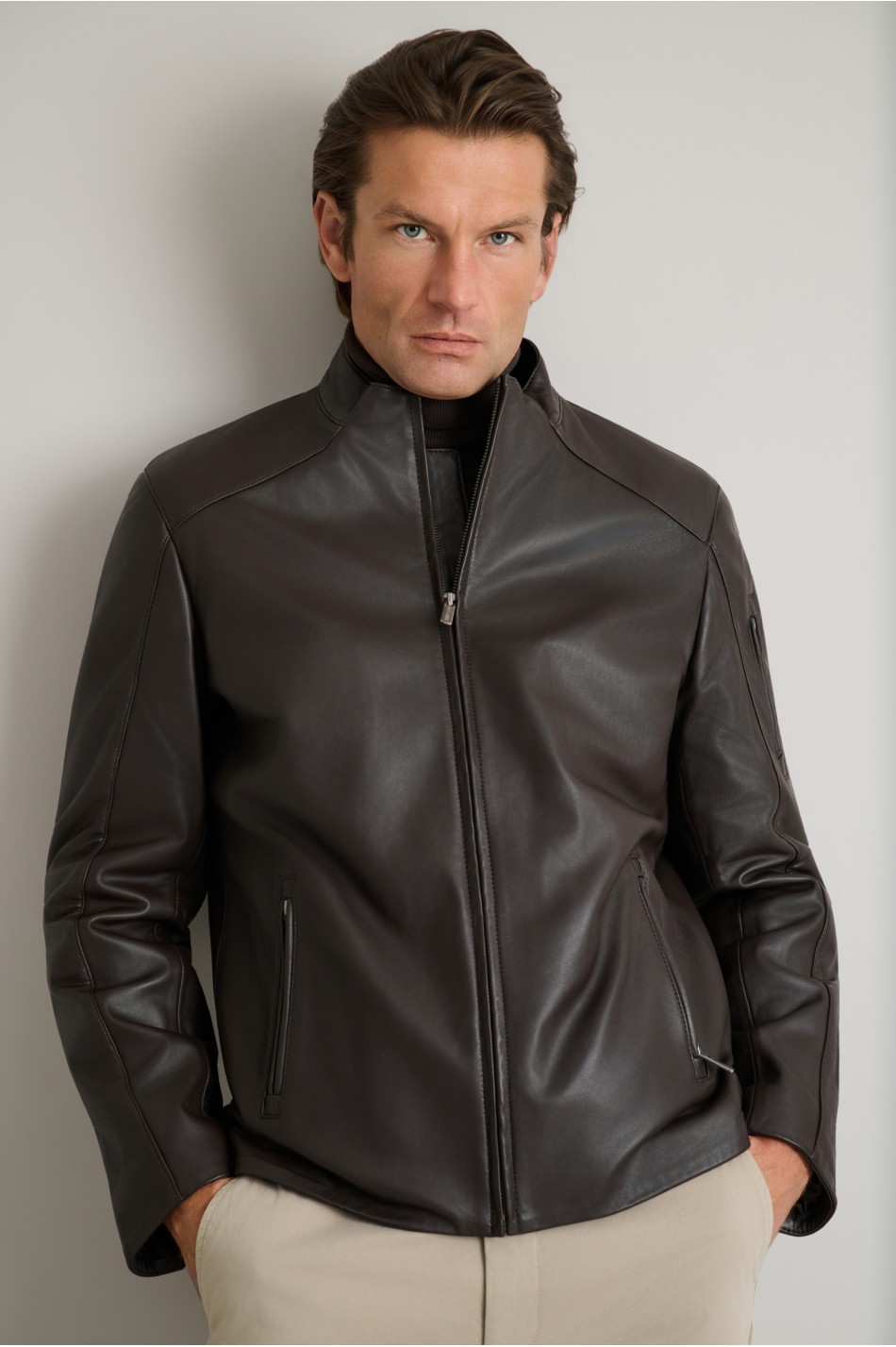 Δερμάτινο jacket με καπιτονέ εσωτερική επένδυση