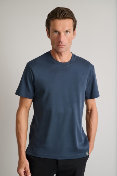 Interlock βαμβακερό t-shirt με λαιμόκοψη Interlock βαμβακερό t-shirt με λαιμόκοψη