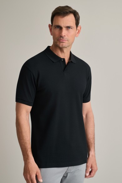 Jacquard polo shirt with hidden button
