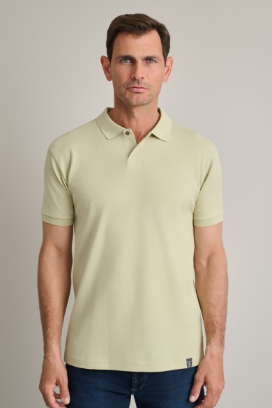 Jacquard polo shirt with hidden button