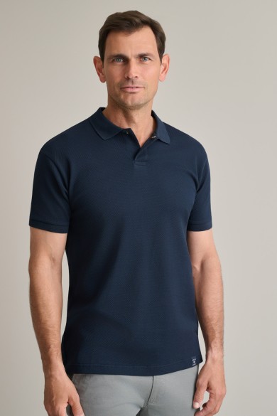 Jacquard polo shirt with hidden button