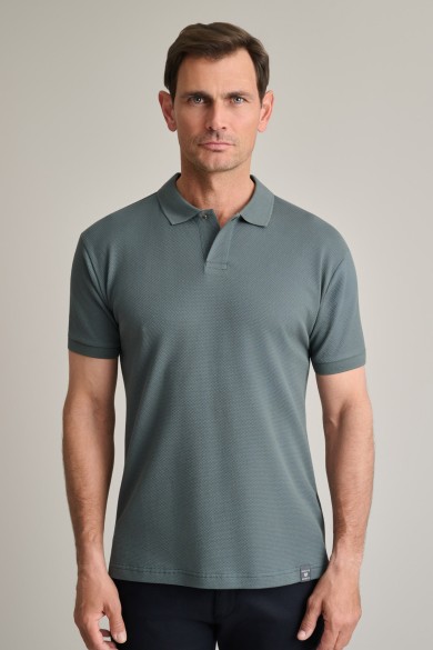 Jacquard polo shirt with hidden button