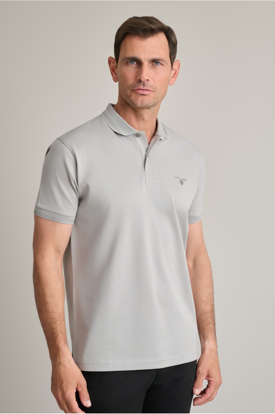 Micro jacquard mercerised βαμβακερή πόλο μπλούζα