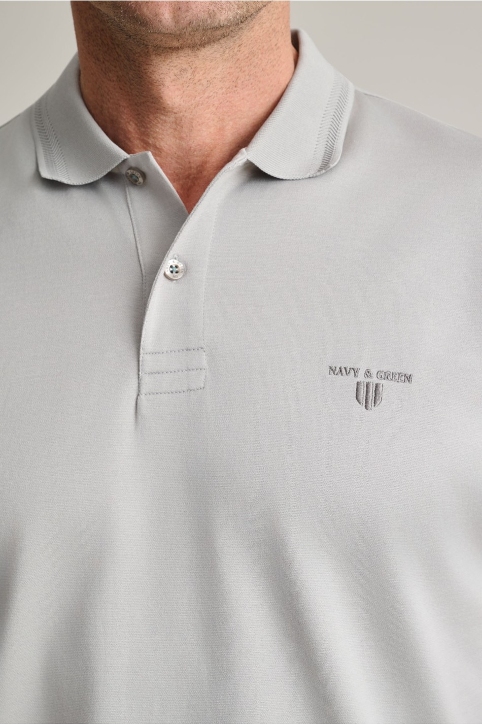Micro jacquard mercerised βαμβακερή πόλο μπλούζα