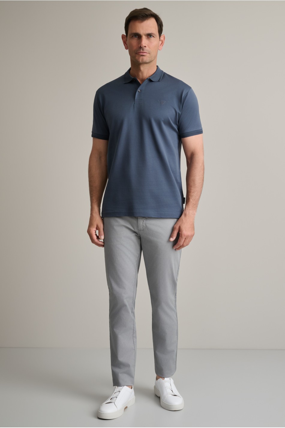 Micro jacquard mercerised βαμβακερή πόλο μπλούζα