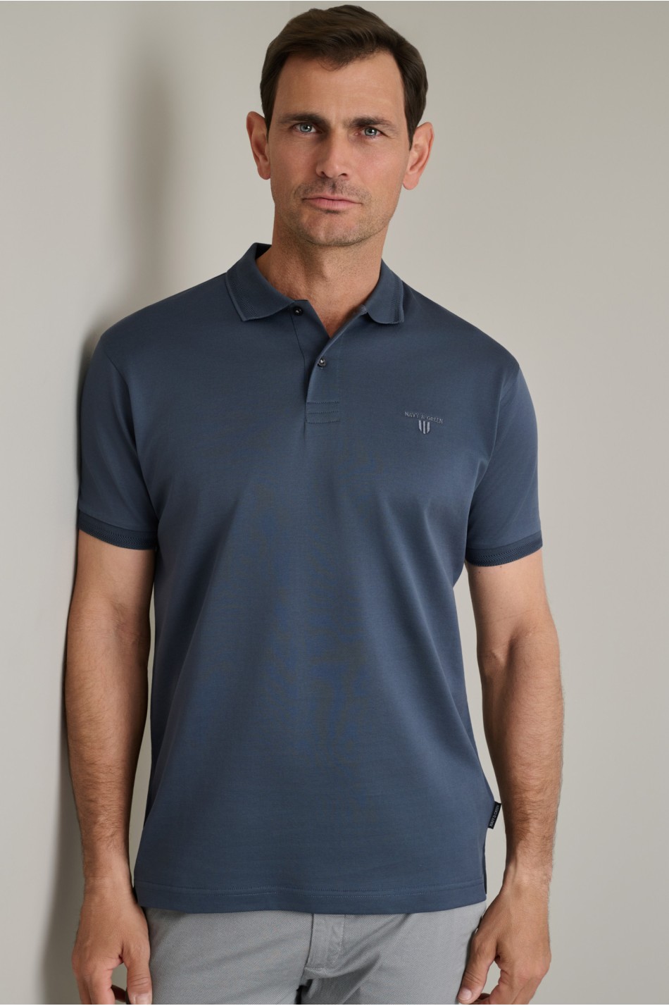 Micro jacquard mercerised βαμβακερή πόλο μπλούζα