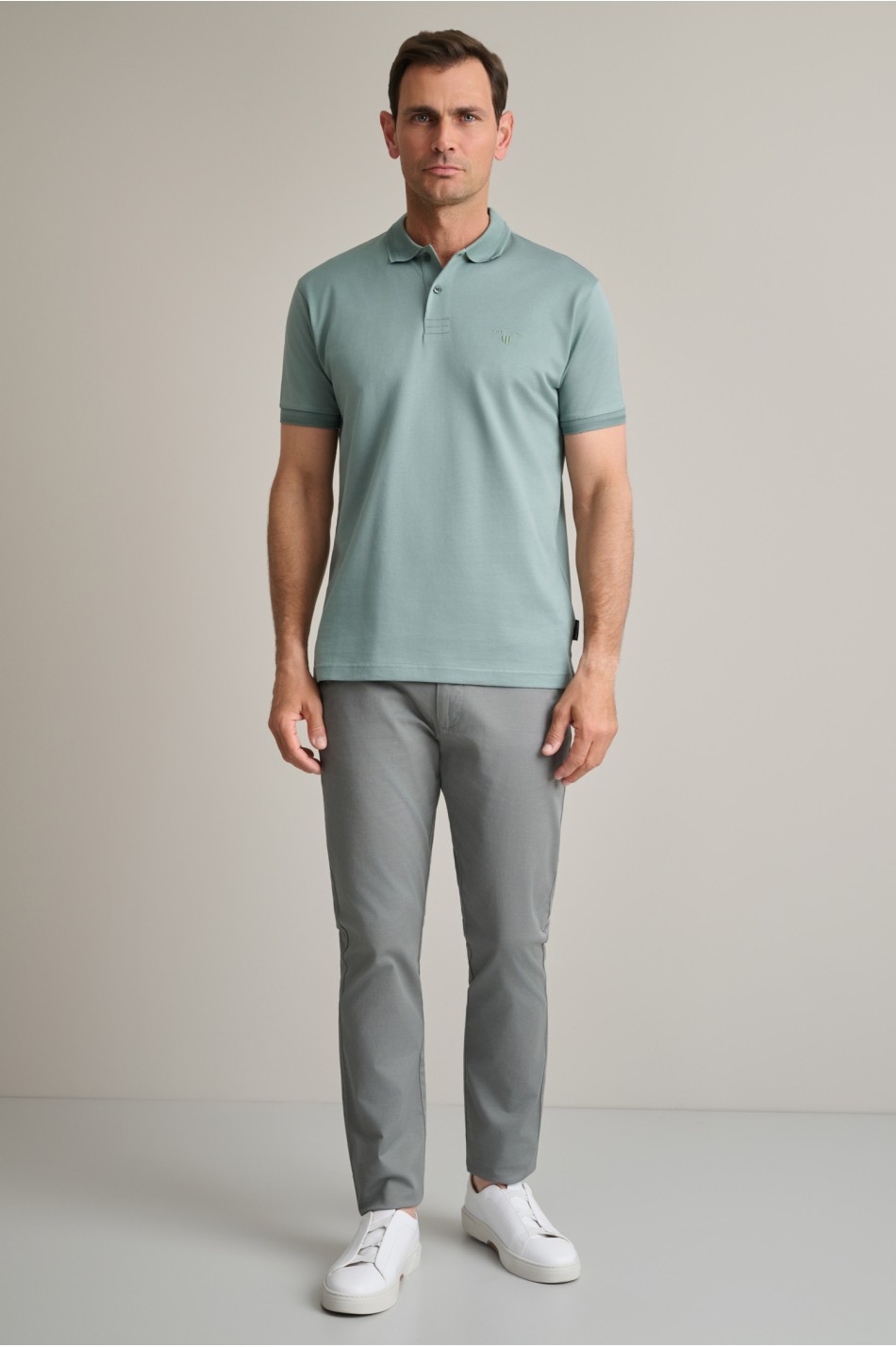 Micro jacquard mercerised βαμβακερή πόλο μπλούζα
