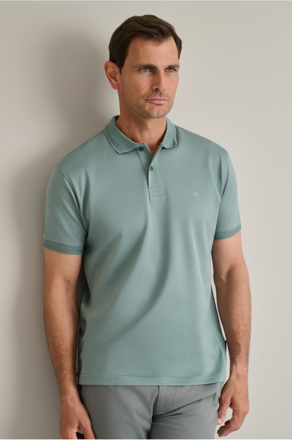 Micro jacquard mercerised βαμβακερή πόλο μπλούζα