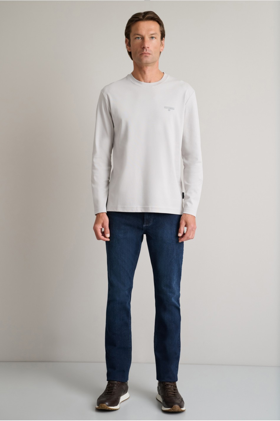 Interlock βαμβακερό t-shirt με λαιμόκοψη