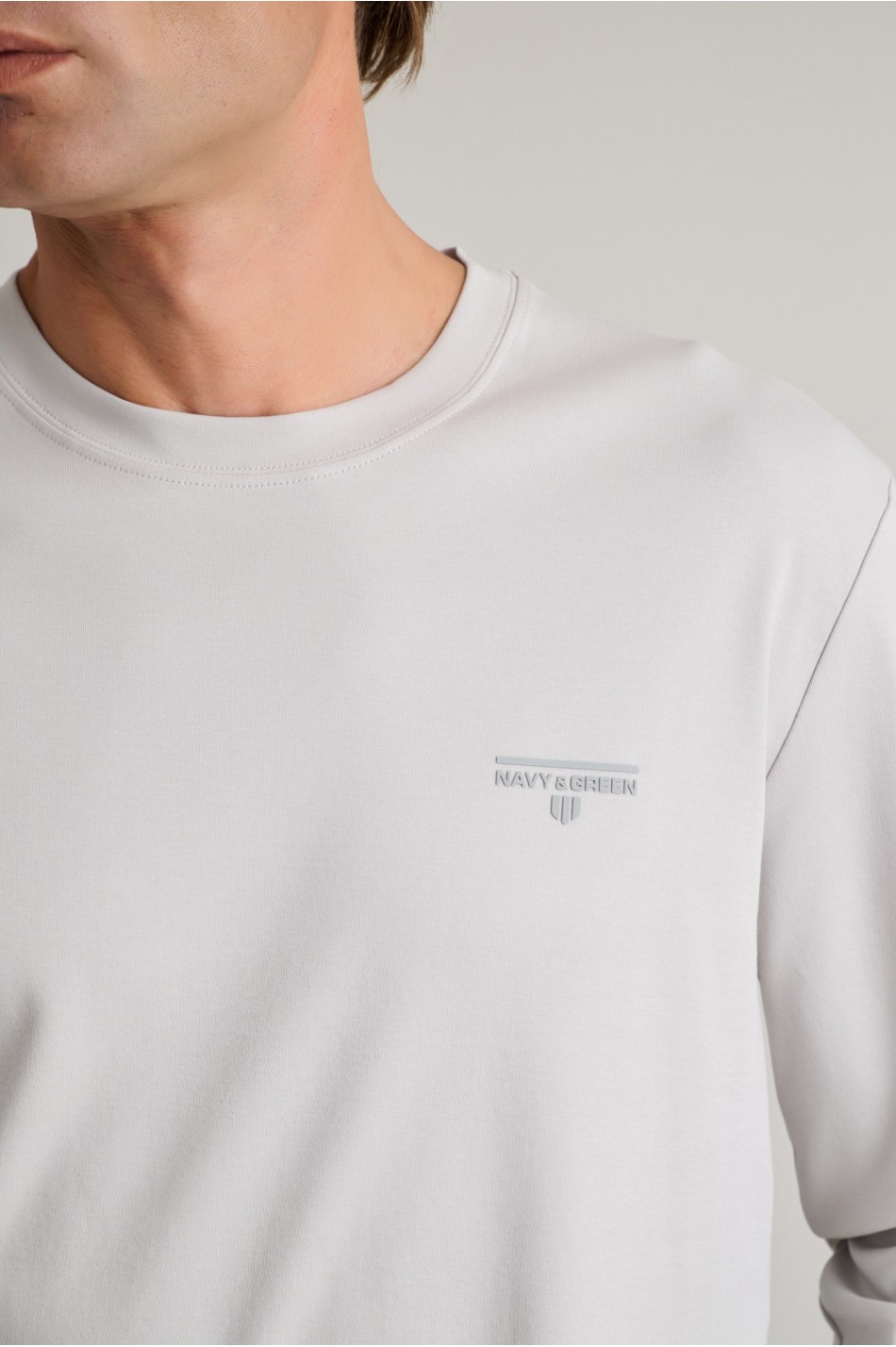 Interlock βαμβακερό t-shirt με λαιμόκοψη