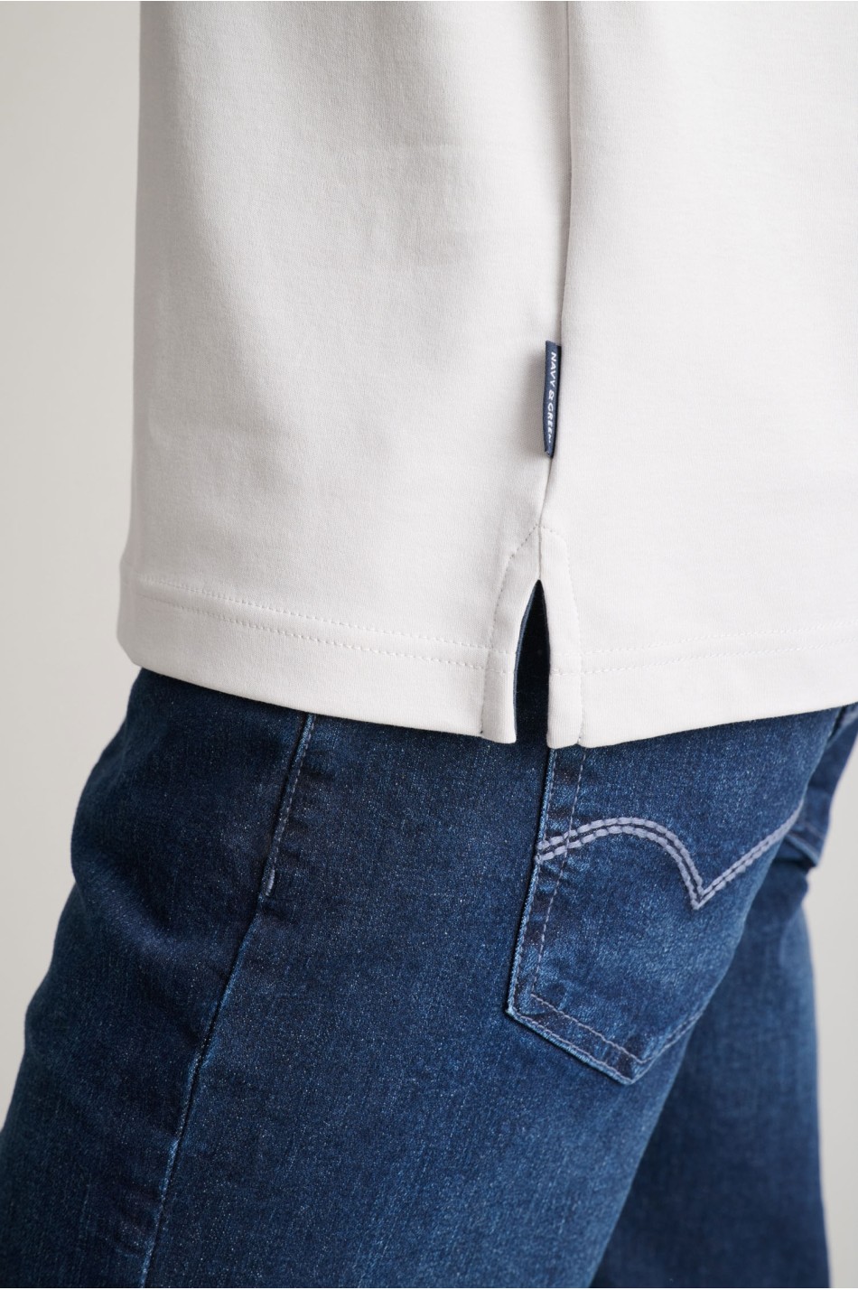 Interlock βαμβακερό t-shirt με λαιμόκοψη