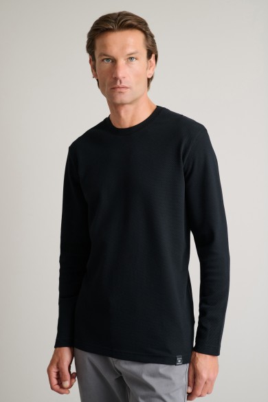 Jacquard μακρυμάνικο t-shirt με λαιμόκοψη