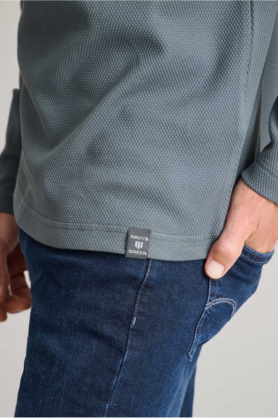 Jacquard μακρυμάνικο t-shirt με λαιμόκοψη