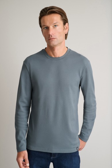 Jacquard μακρυμάνικο t-shirt με λαιμόκοψη Jacquard μακρυμάνικο t-shirt με λαιμόκοψη