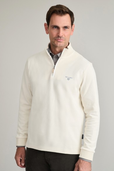 Heavy cotton μπλούζα πόλο με λουπέτο και zip