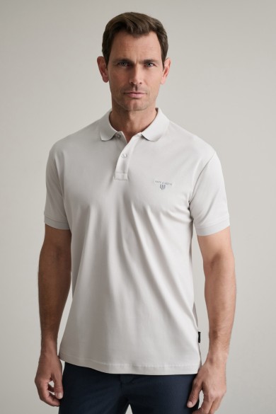 Interlock cotton polo shirt with collar detailing