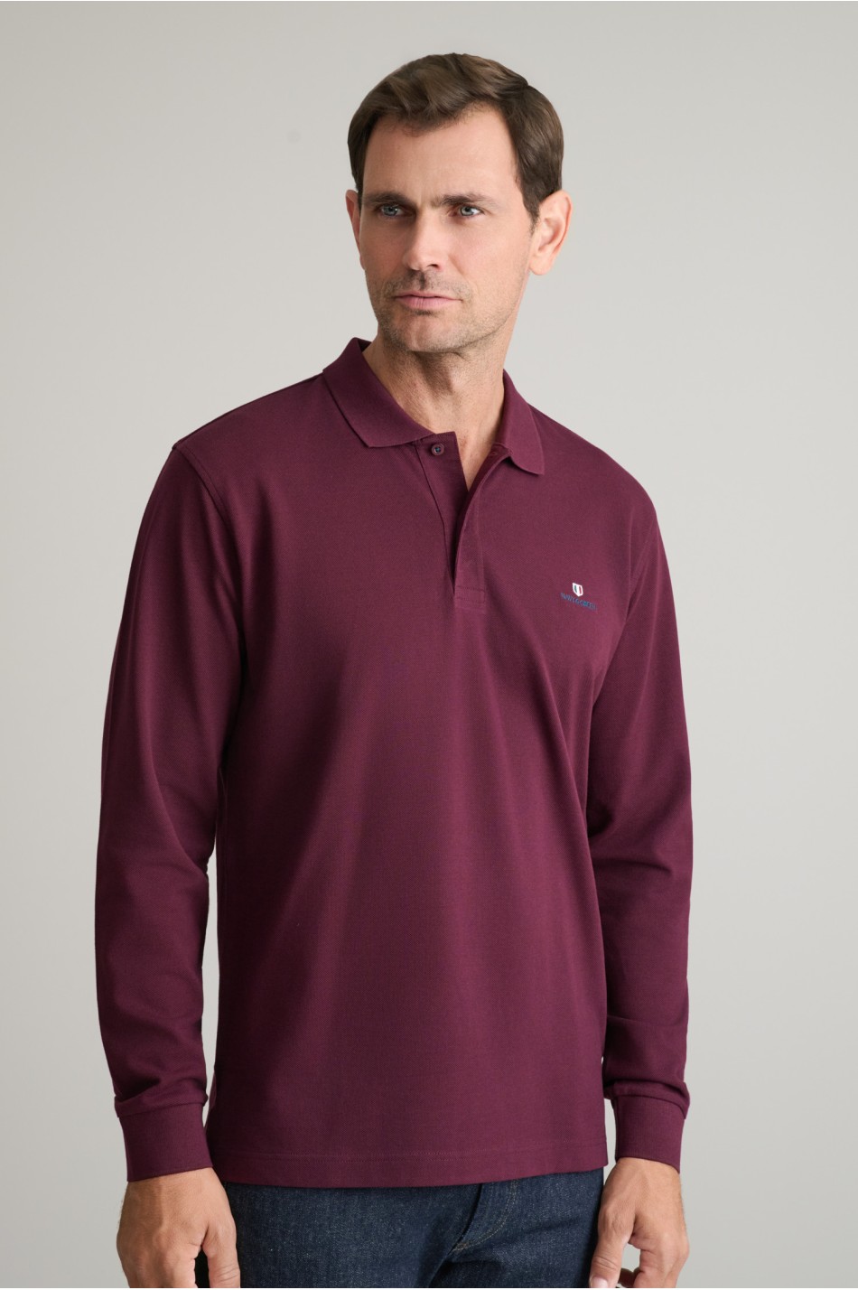 POLOSHIRT SOLID, CUSTOM FIT, LONG SLEEVE