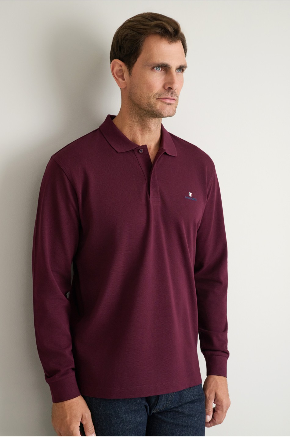 POLOSHIRT SOLID, CUSTOM FIT, LONG SLEEVE