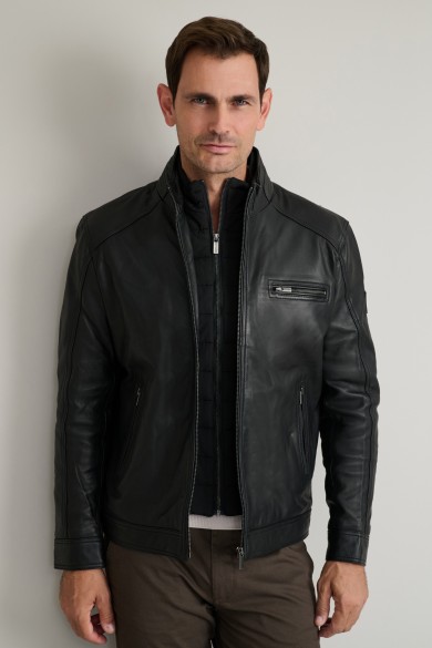 Δερμάτινο jacket με αποσπώμενη επένδυση τύπου γιλέκο
