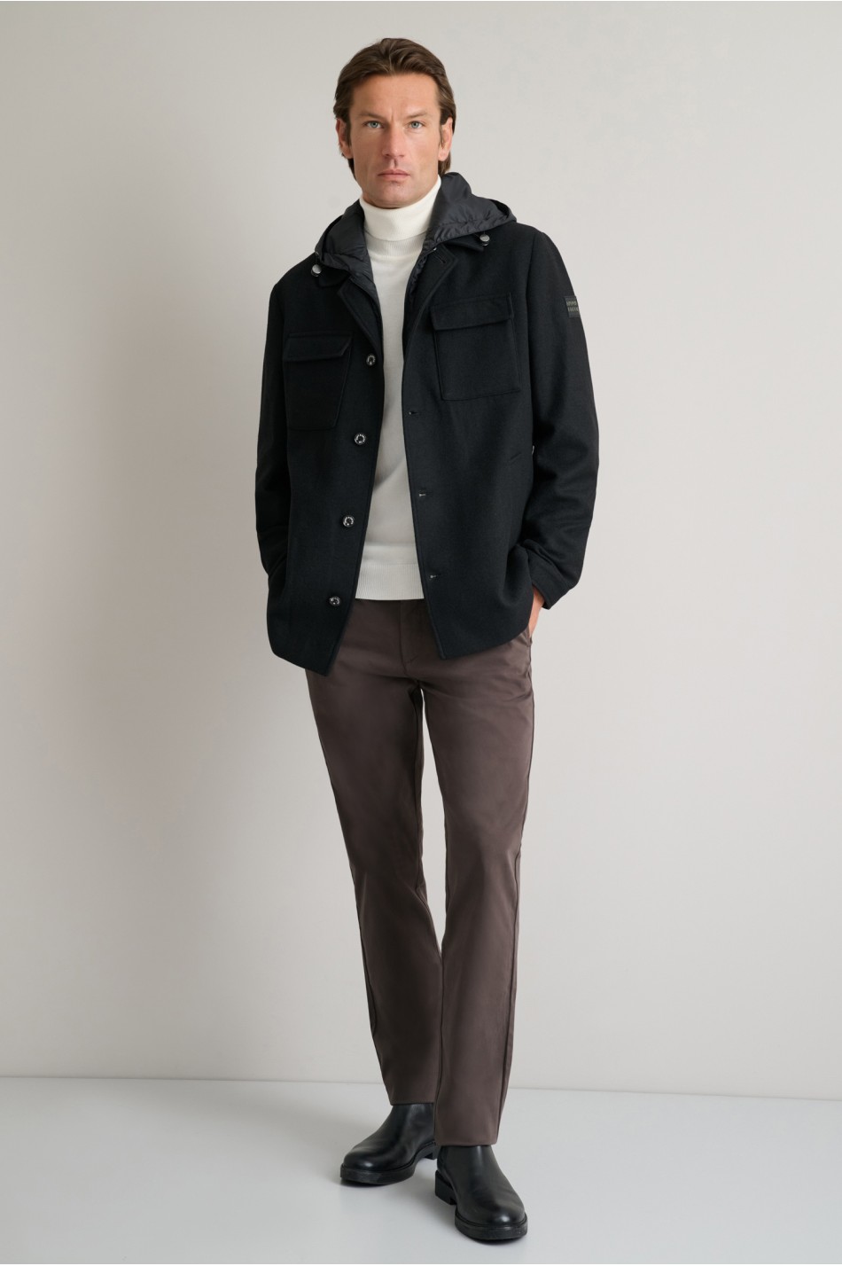 Υβριδικό overshirt jacket με αποσπώμενο τύπου γιλέκο