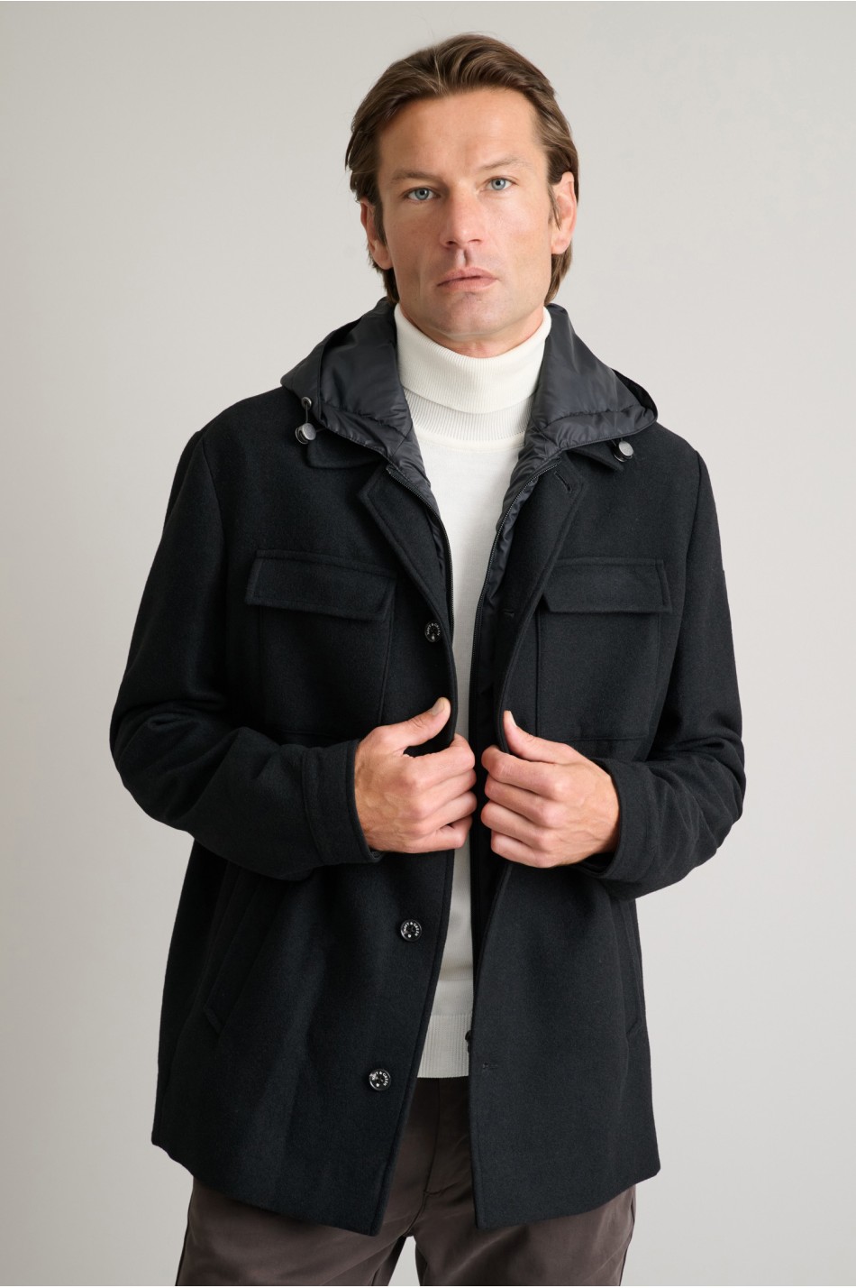 Υβριδικό overshirt jacket με αποσπώμενο τύπου γιλέκο