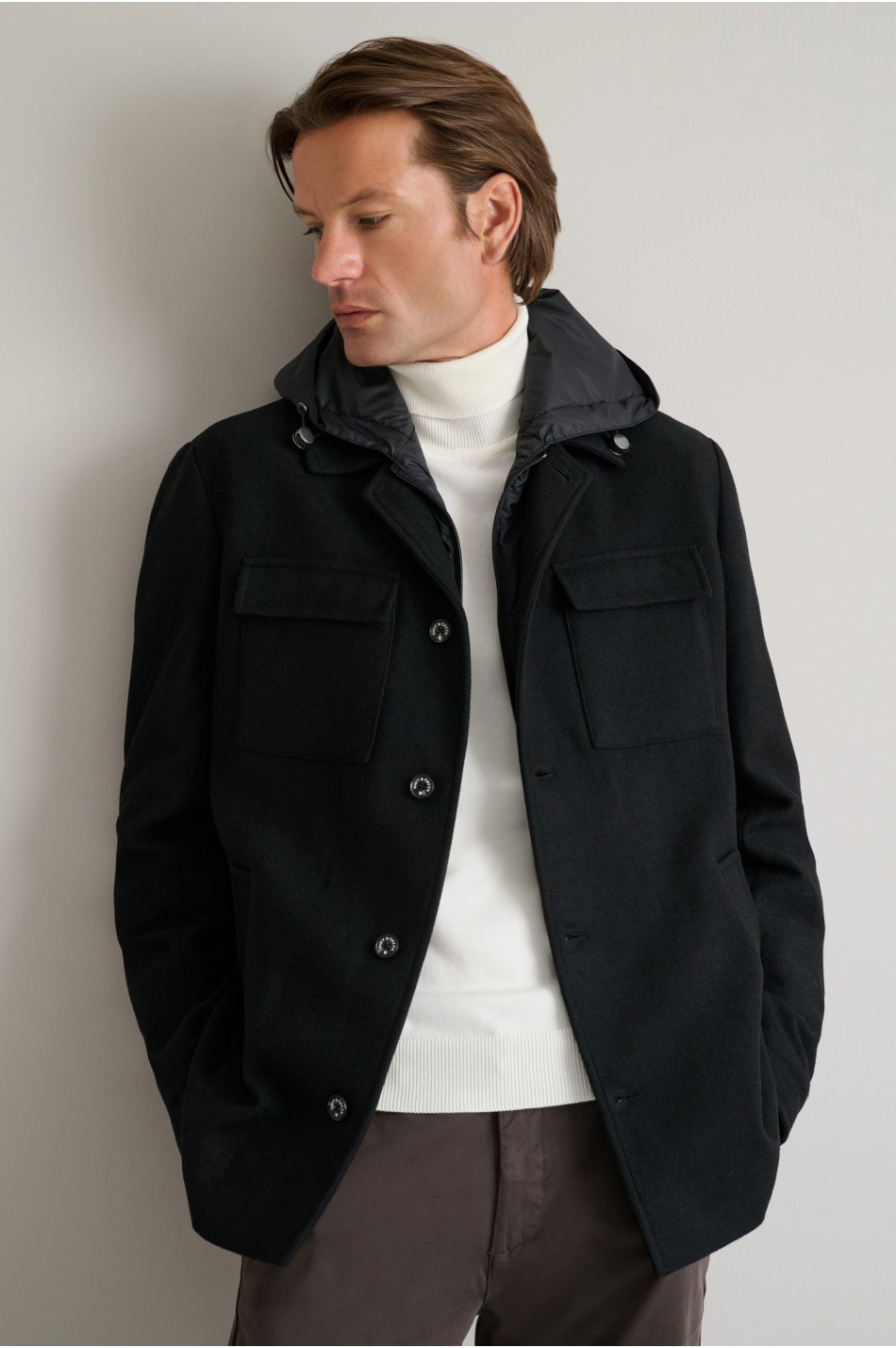 Υβριδικό overshirt jacket με αποσπώμενο τύπου γιλέκο