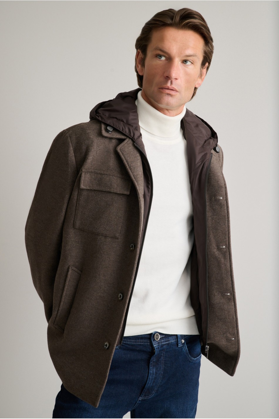 Υβριδικό overshirt jacket με αποσπώμενο τύπου γιλέκο