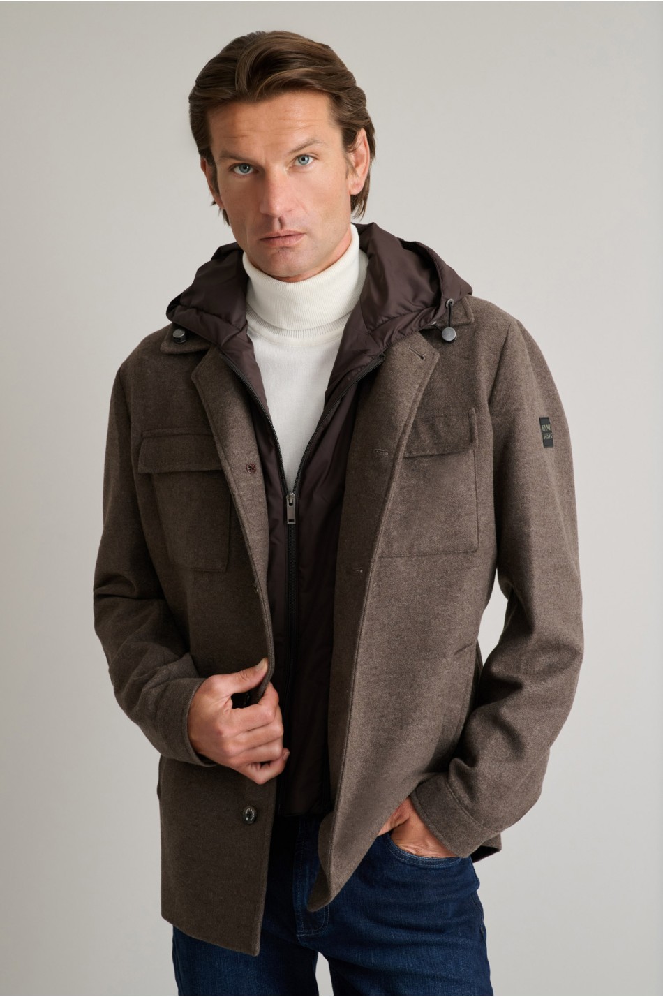 Υβριδικό overshirt jacket με αποσπώμενο τύπου γιλέκο