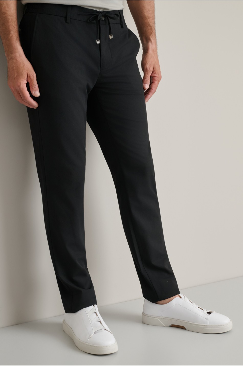 Linen chinos trousers with drawstring