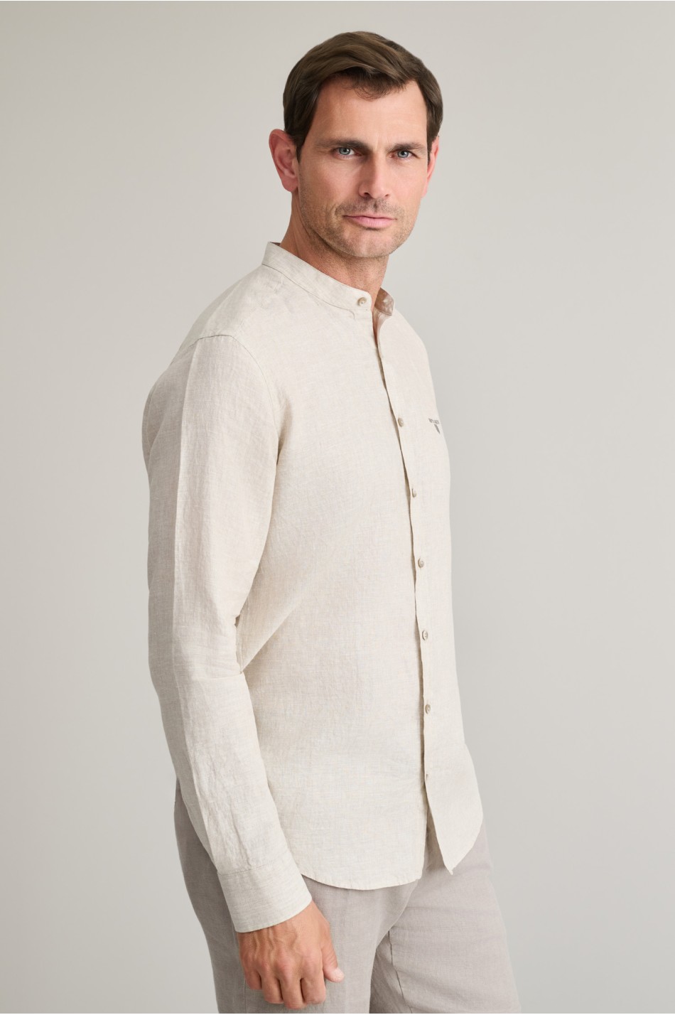 Linen mao collar shirt