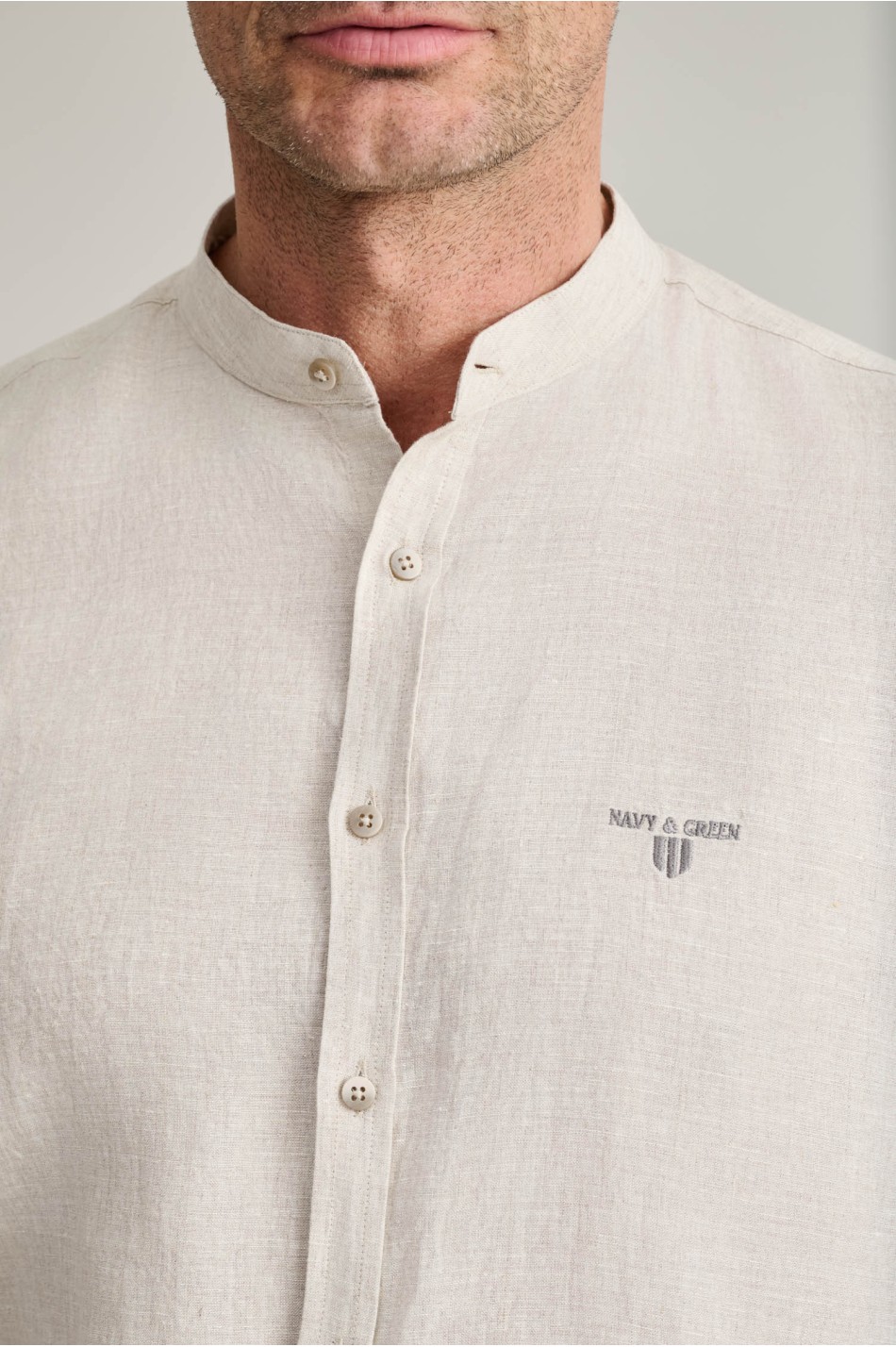 Linen mao collar shirt