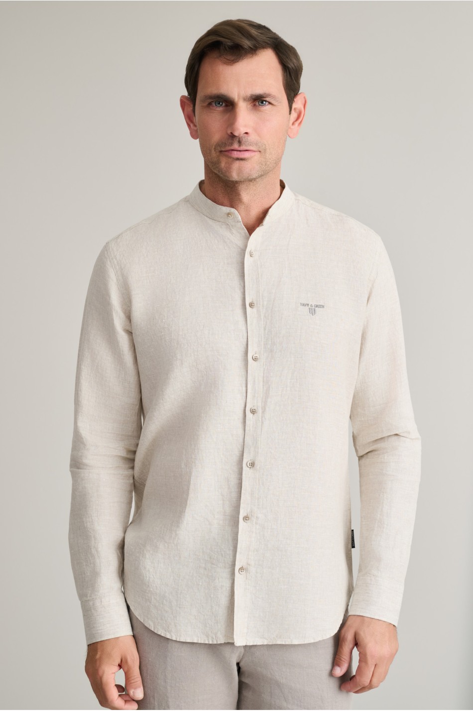 Linen mao collar shirt