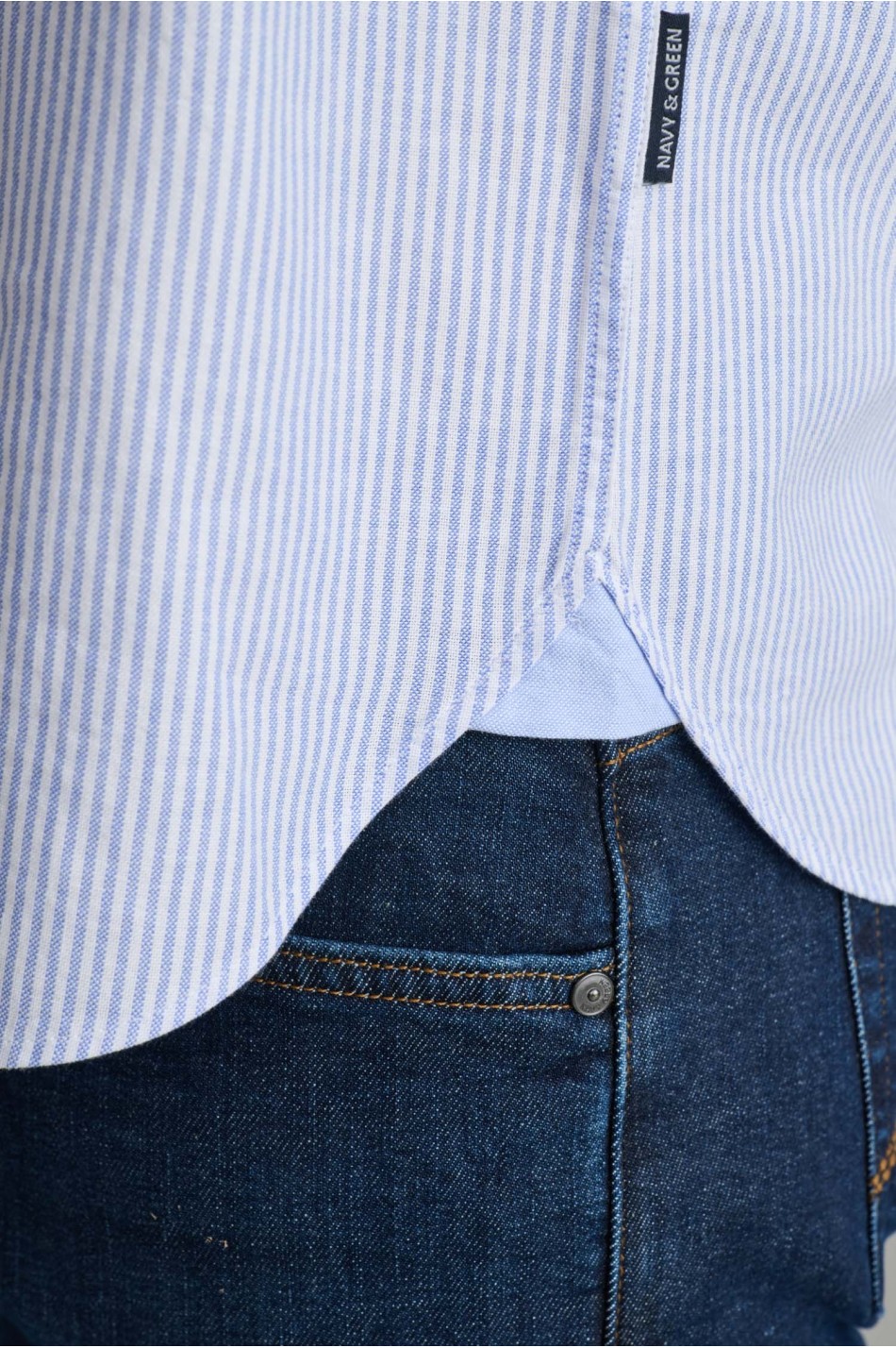 Ριγέ oxford βαμβακερό button-down πουκάμισο fit γραμμής