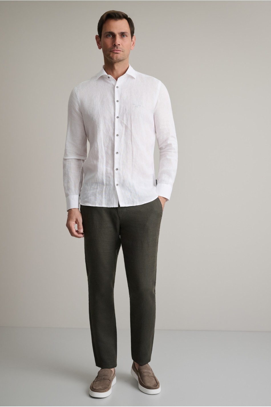 Fit line λινό πουκάμισο soft collar