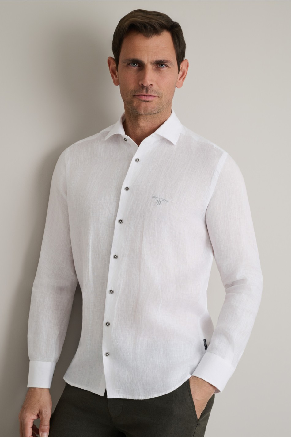 Fit line λινό πουκάμισο soft collar