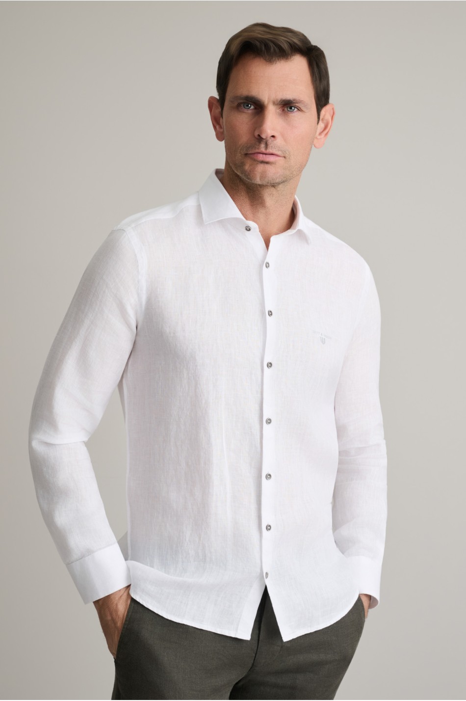 Fit line λινό πουκάμισο soft collar