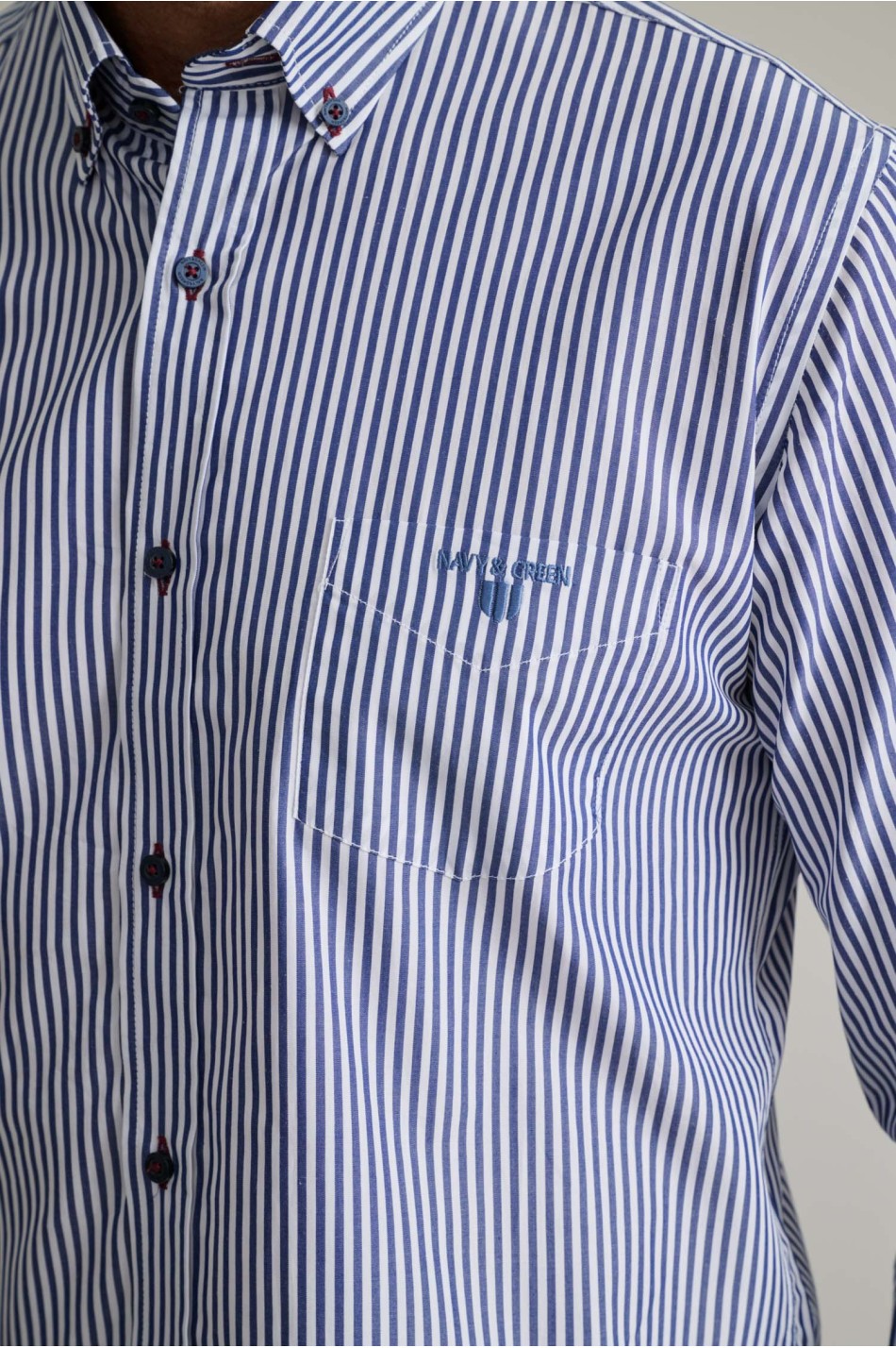 Ριγέ button-down βαμβακερό πουκάμισο ποπλίνα