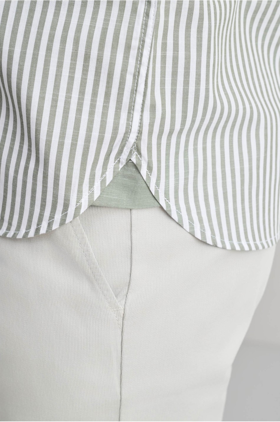 Ριγέ button down βαμβακερό πουκάμισο slubby