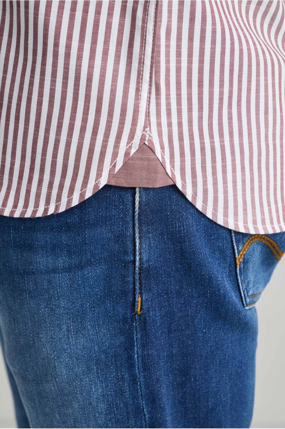 Ριγέ button down βαμβακερό πουκάμισο slubby