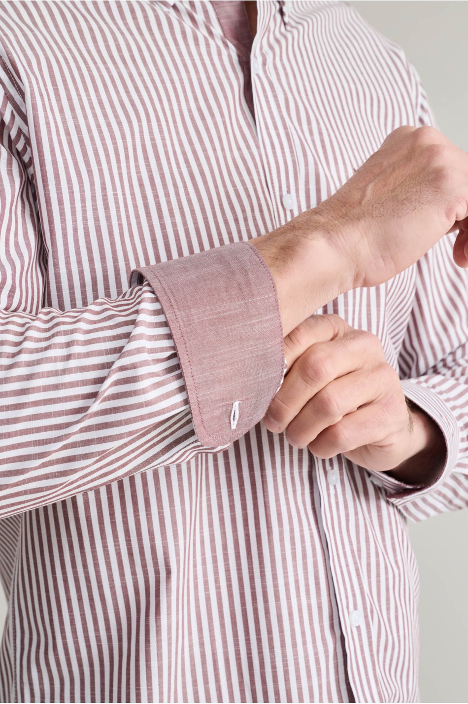 Ριγέ button down βαμβακερό πουκάμισο slubby