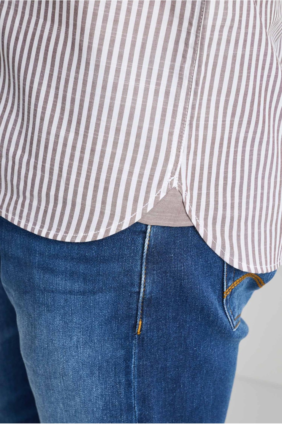 Ριγέ button down βαμβακερό πουκάμισο slubby