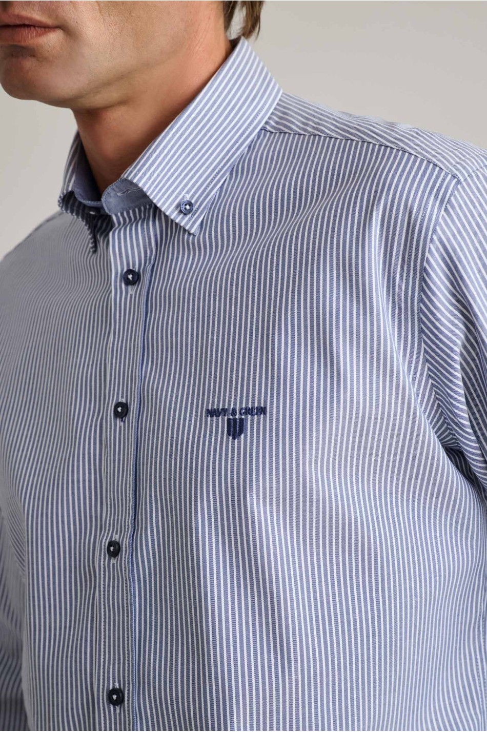 Non iron ριγέ twill button-down πουκάμισο